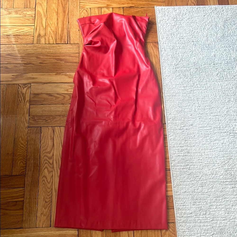 Zara Red Strapless Midi Dress